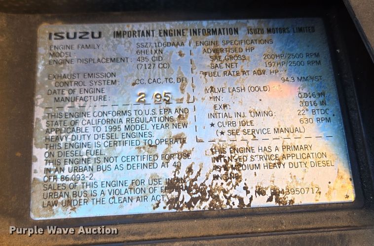 image for item EE8639 1995 GMC Forward W6 flatbed truck