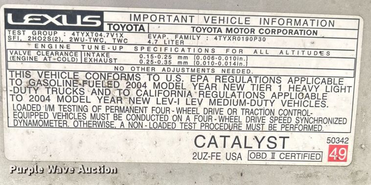 image for item EG0583 2004 Lexus GX 470 SUV