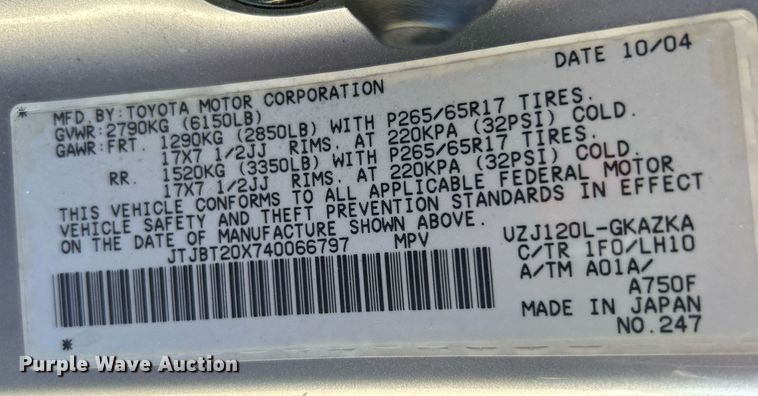 image for item EG0583 2004 Lexus GX 470 SUV