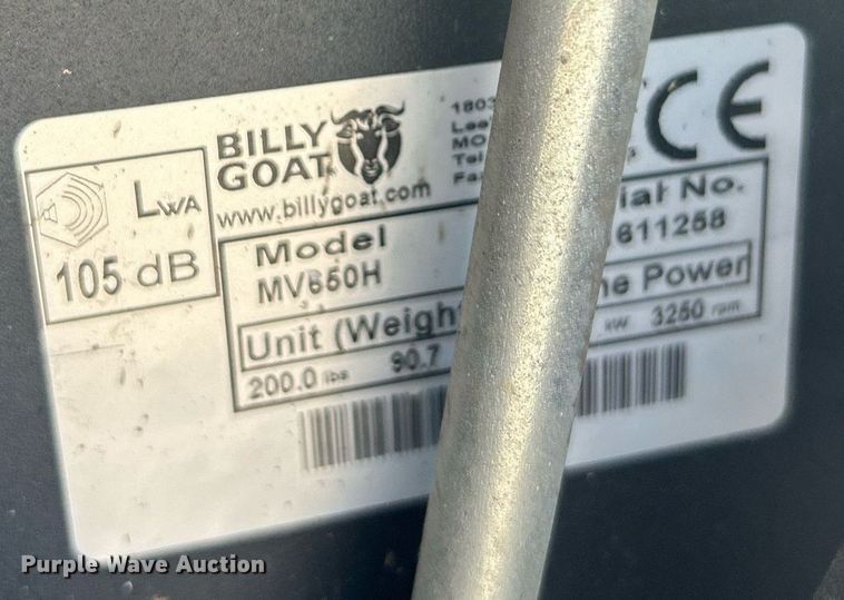 image for item EG0605 Billy Goat MV650H leaf vacuum 