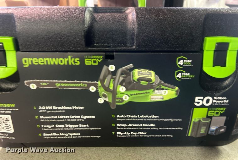 image for item EG0626 Greenworks chainsaw