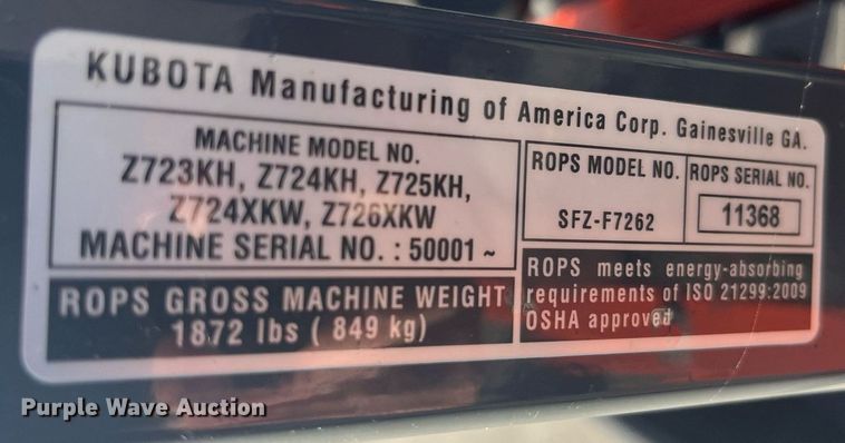 image for item EH2858 Kubota Z726XKW ZTR lawn mower