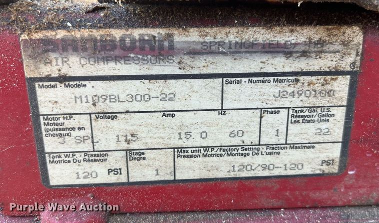 image for item EH2895 Sanborn M109BL300-22 air compressor