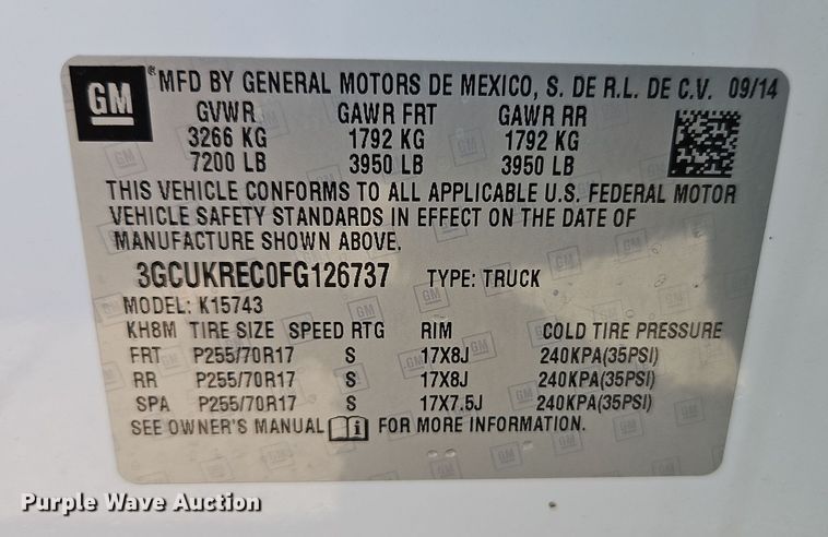 image for item EI8451 2015 Chevrolet  Silverado 1500 Crew Cab pickup truck