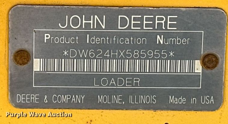image for item EJ4994 2003 John Deere 624H  wheel loader