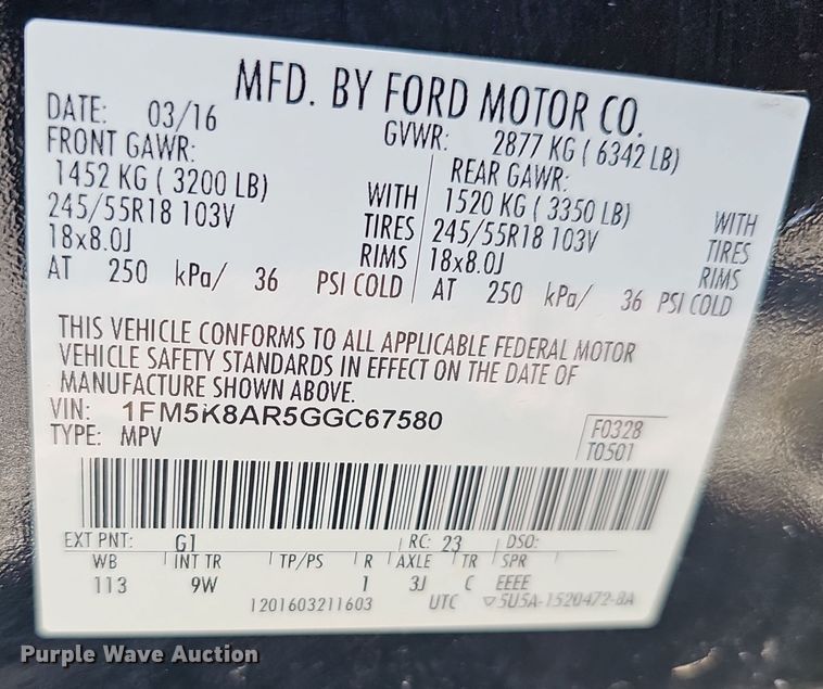 image for item EK0906 2016 Ford  Explorer Police SUV