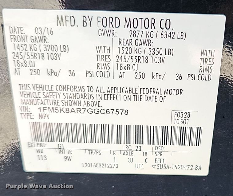 image for item EK0907 2016 Ford  Explorer Police SUV