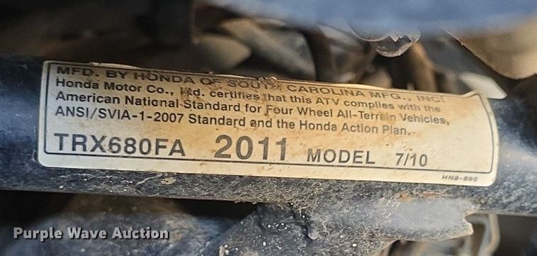 image for item EK2313 2011 Honda TRX680FA FourTrax ATV