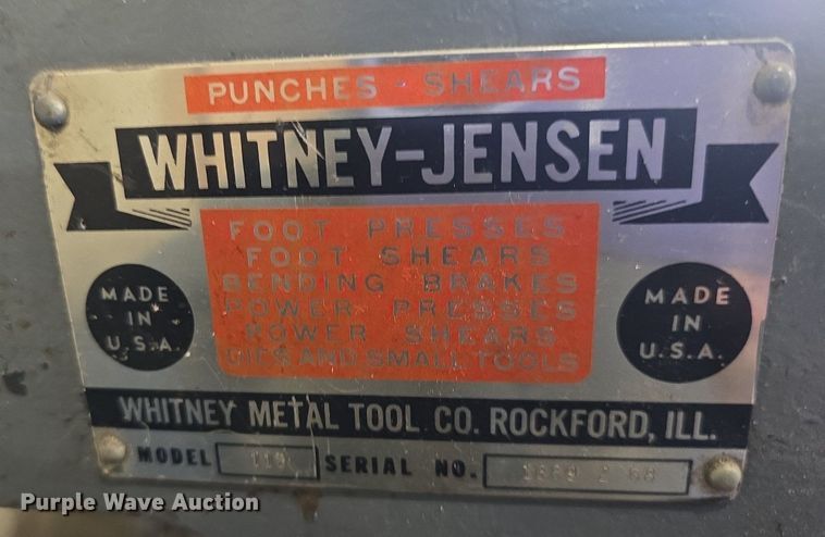 image for item EK2327 Whitney-Jensen 118 punch press