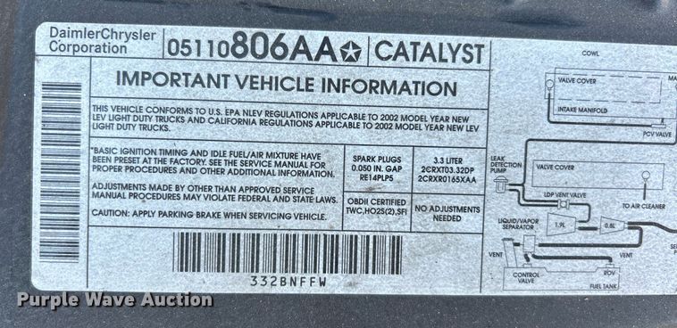 image for item EK3393 2002 Dodge  Grand Caravan Sport van