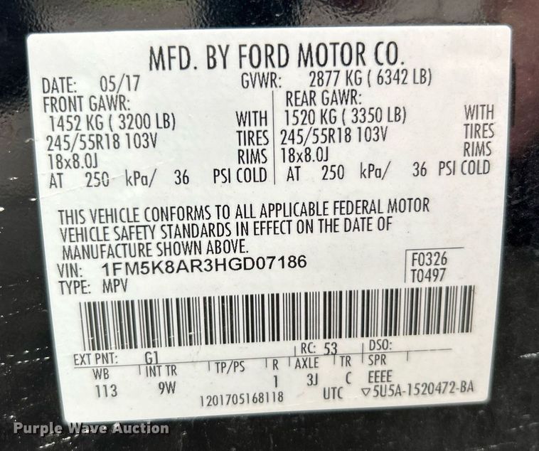 image for item EK3406 2017 Ford Explorer Police Interceptor SUV