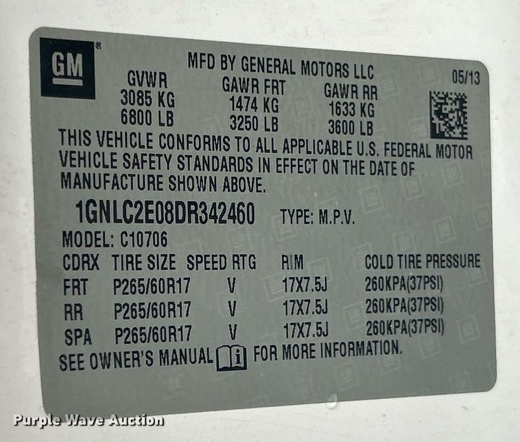 image for item EK3407 2013 Chevrolet  Tahoe Police SUV