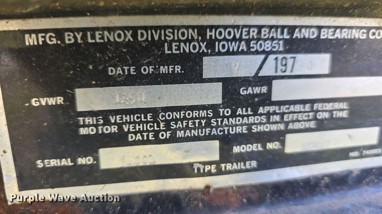 image for item EO1001 1976 Ski-Kart SK2EW utility trailer