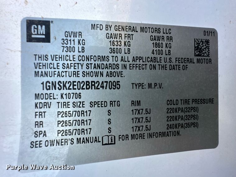 image for item ER8087 2011 Chevrolet Tahoe Police SUV