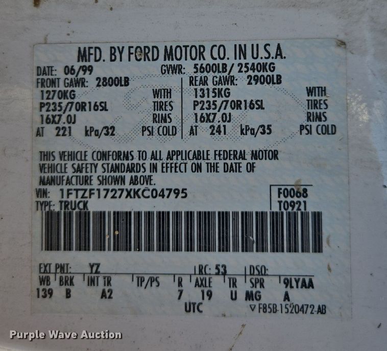 image for item ER8091 1999 Ford F150 pickup truck