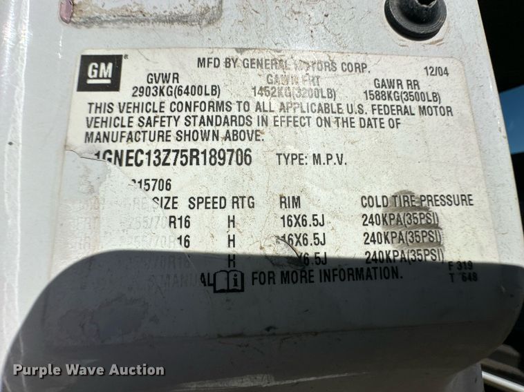 image for item ER8105 2005 Chevrolet Tahoe SUV