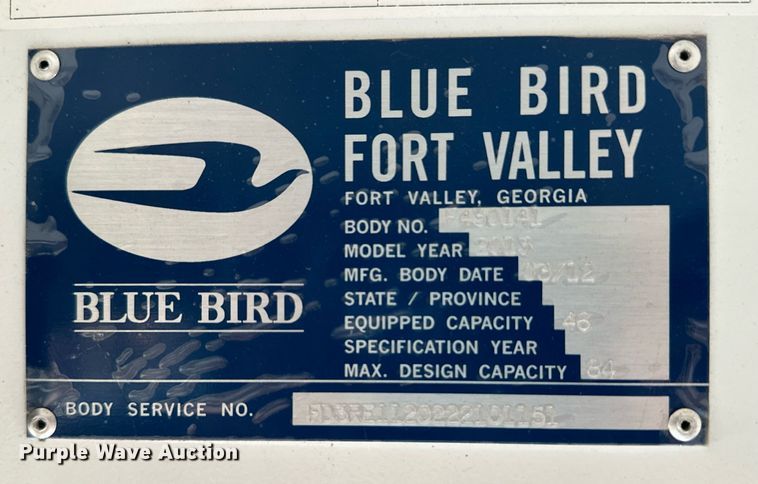 image for item ER8127 2013 Blue Bird All American  coach bus