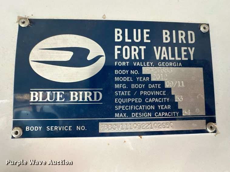 image for item ER8130 2012 Blue Bird Vision school bus