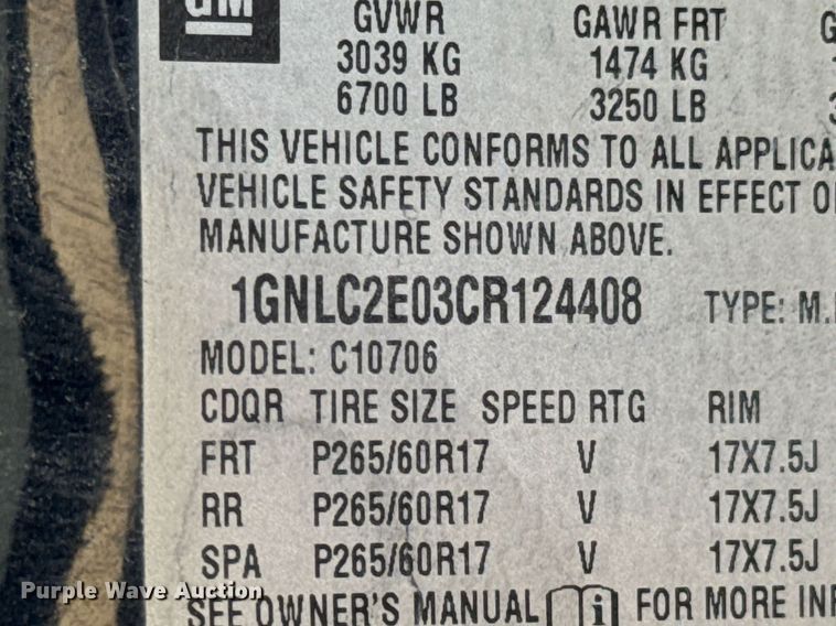 image for item JE9319 2012 Chevrolet Tahoe Police SUV