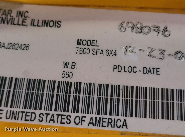 image for item JH9940 2010 International WorkStar 7600 dump truck