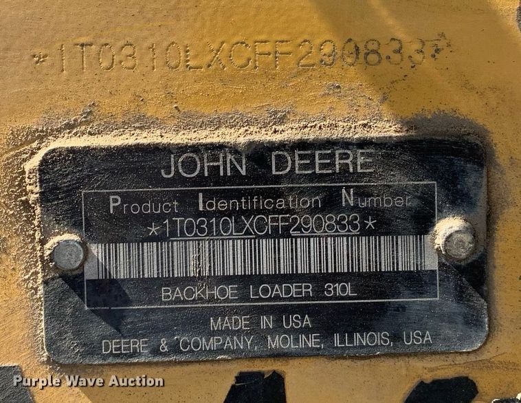 image for item JT9705 2016 John Deere  310L backhoe