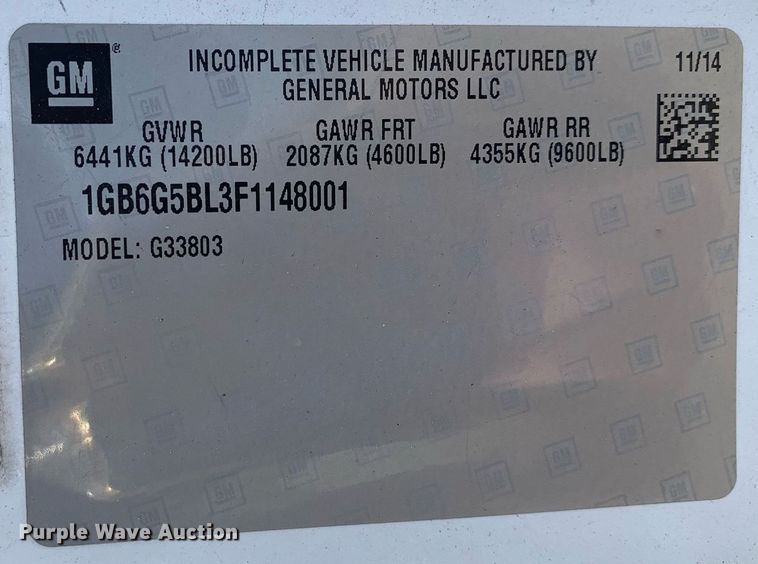 image for item JT9706 2015 Chevrolet  G4500  shuttle bus