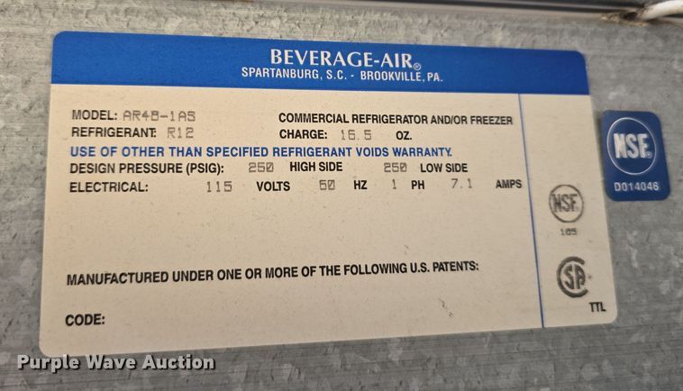 image for item LW9951 Beverage-Air AR4B-1A5 refrigerator freezer