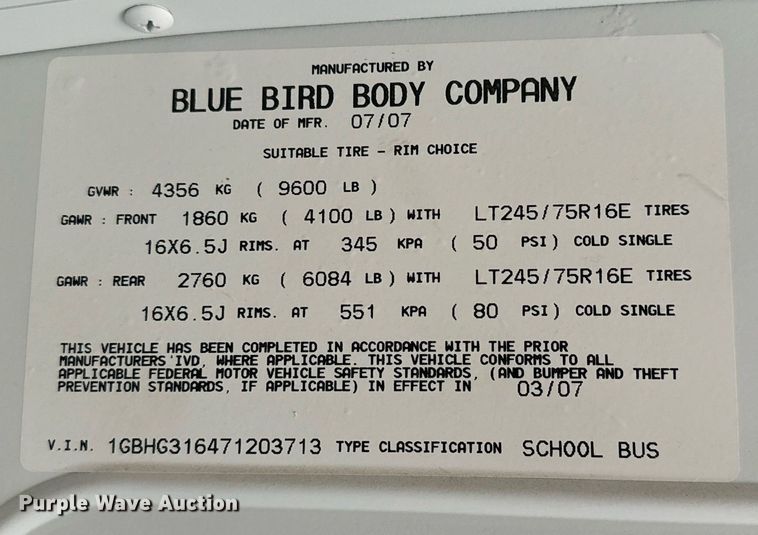 image for item MS9848 2007 Chevrolet Express G3500 school bus