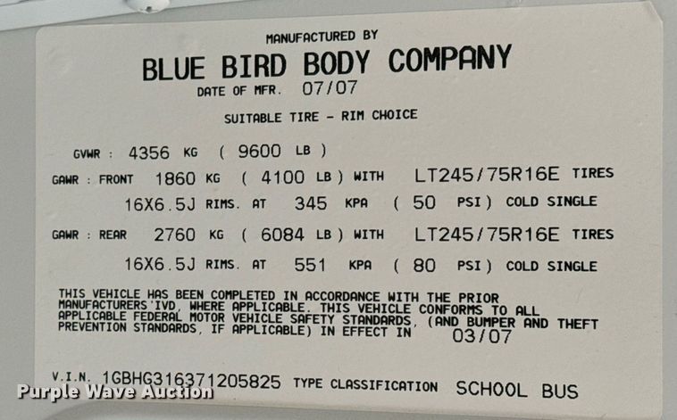 image for item MS9849 2007 Chevrolet Express G3500 school bus