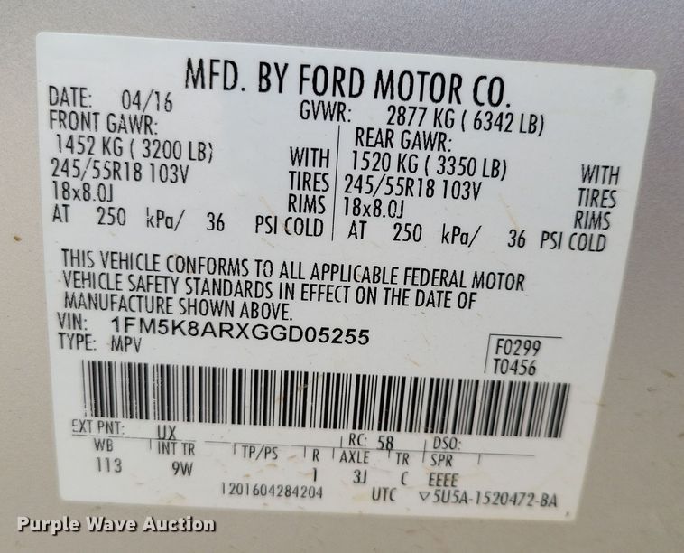 image for item OH9314 2016 Ford Explorer Police Interceptor SUV