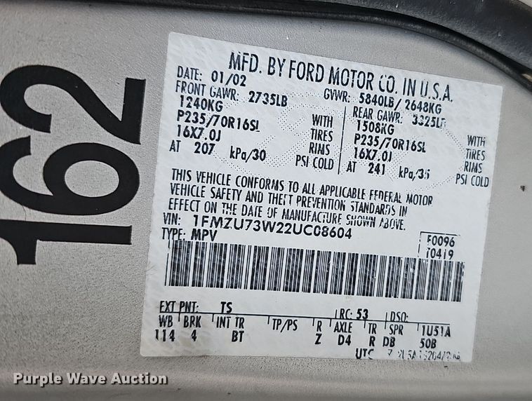 image for item OJ9002 2002 Ford  Explorer  SUV