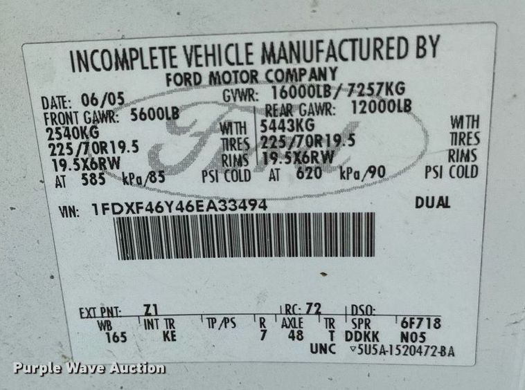 image for item YA0093 2006 Ford F450 Super Duty XL dump truck