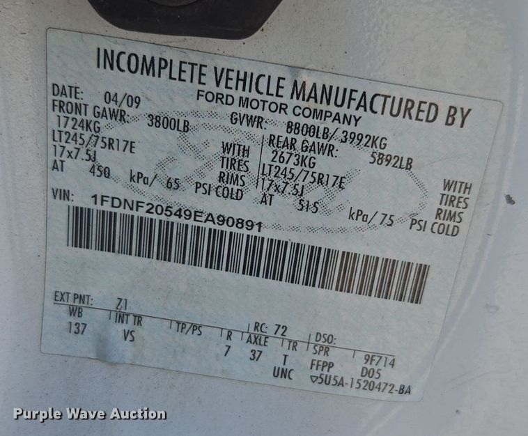 image for item YA0096 2009 Ford F250 Super Duty XL utility bed pickup truck