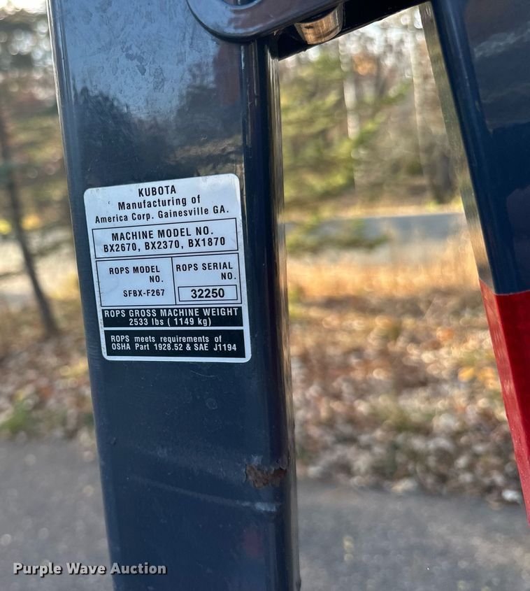 image for item DN0828 Kubota BX2370 MFWD tractor