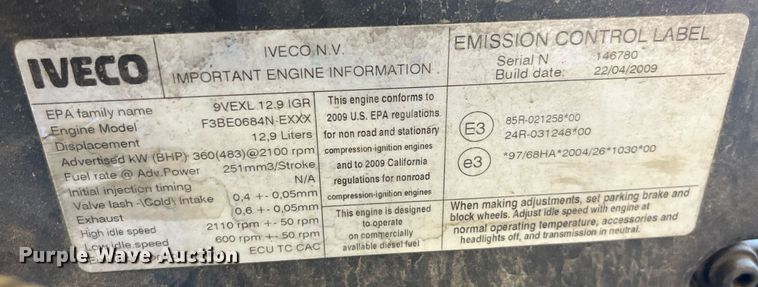 image for item EH2870 2009 Iveco F3BE0684N-EXXX engine