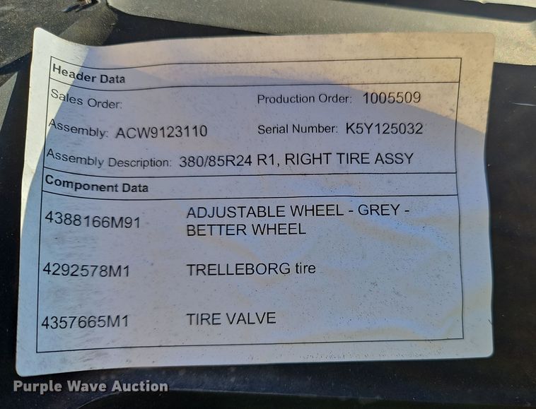 image for item OJ9884 (8) 380/85R24 tires and wheels