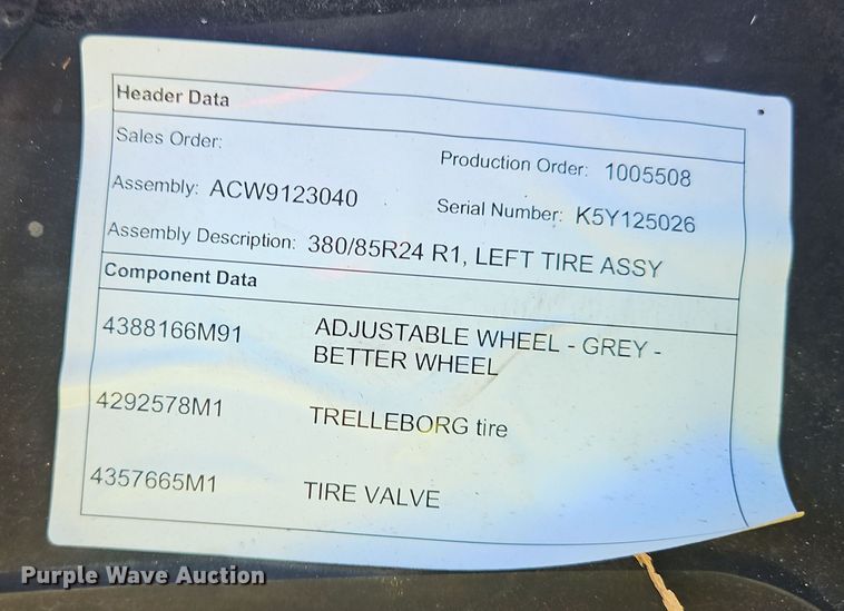 image for item OJ9884 (8) 380/85R24 tires and wheels