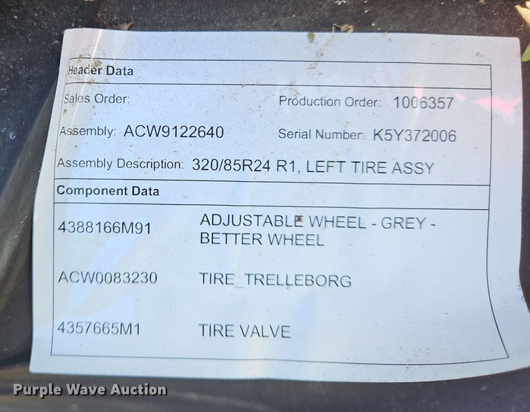 image for item OJ9885 (8) 320/85R24 tires and wheels