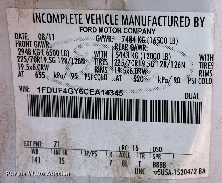 image for item DD3213 2012 Ford F450 Super Duty utility / service truck
