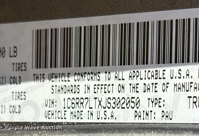 image for item DT0001 2018 Dodge Ram 1500 Crew Cab pickup truck