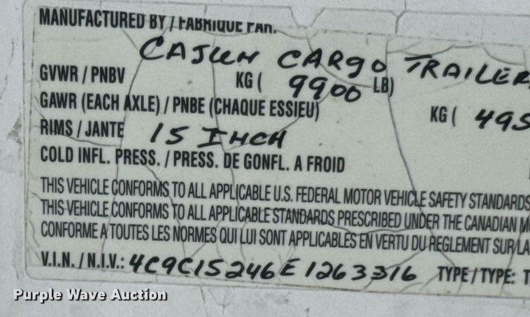 image for item DU9456 2014 Cajuan Cargo Trailers mobile office