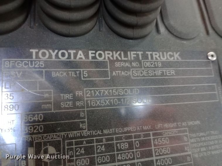image for item DW0806 Toyota 8FGCU25 forklift