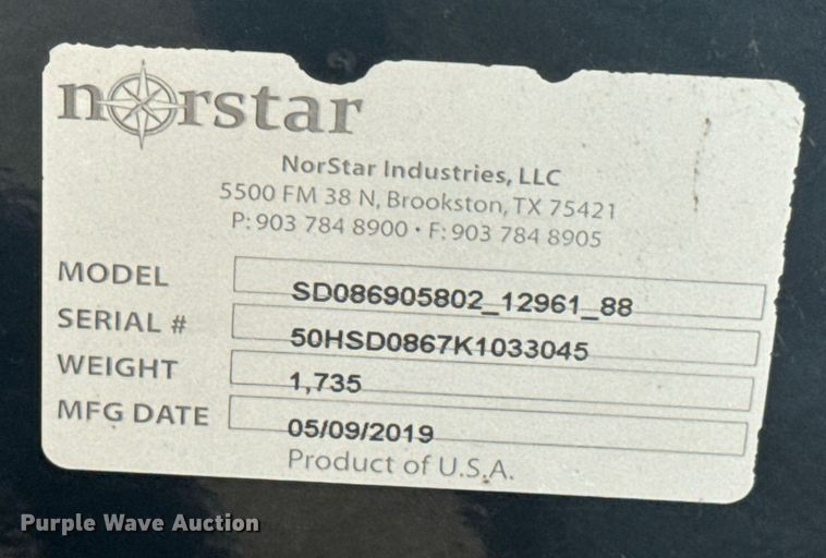 image for item DX1440 2019 Norstar SD086905802-12961-88 flatbed