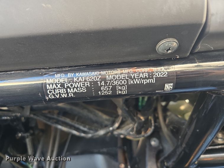 image for item EE8671 2022 Kawasaki  KAF620Z Mule utility vehicle