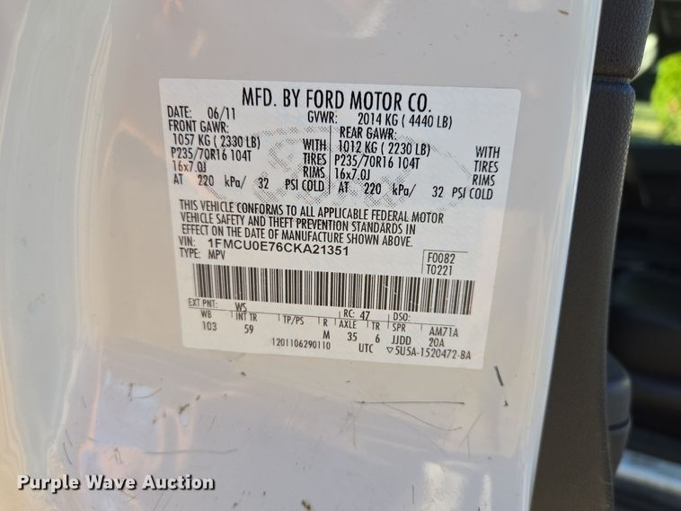 image for item EE8676 2012 Ford Escape Limited SUV