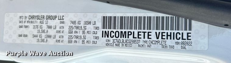 image for item EG2176 2012 Dodge Ram 4500HD bucket truck