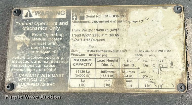 image for item EG2179 2004 Hyster 360 forklift