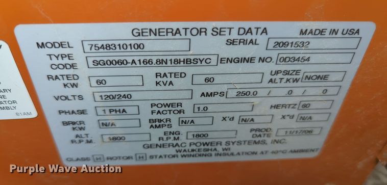 image for item EQ2427 Generac generator