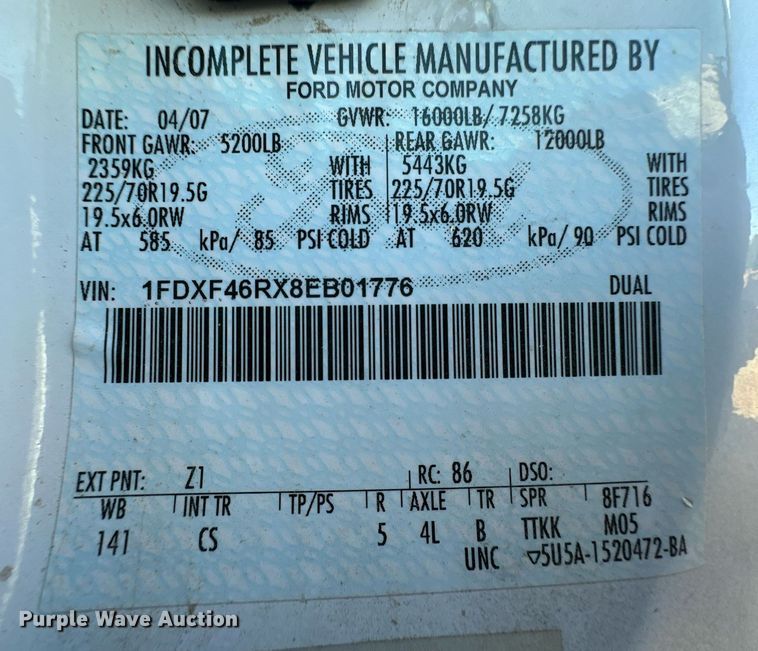 image for item ER8147 2008 Ford F450 Super Duty bucket truck