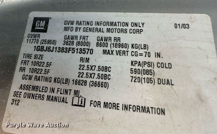 image for item ER8149 2003 Chevrolet W5500 flatbed truck